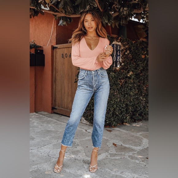 Lulus Kaylene Blush V-Neck Balloon Sleeve Bodysuit - Picture 6 of 6